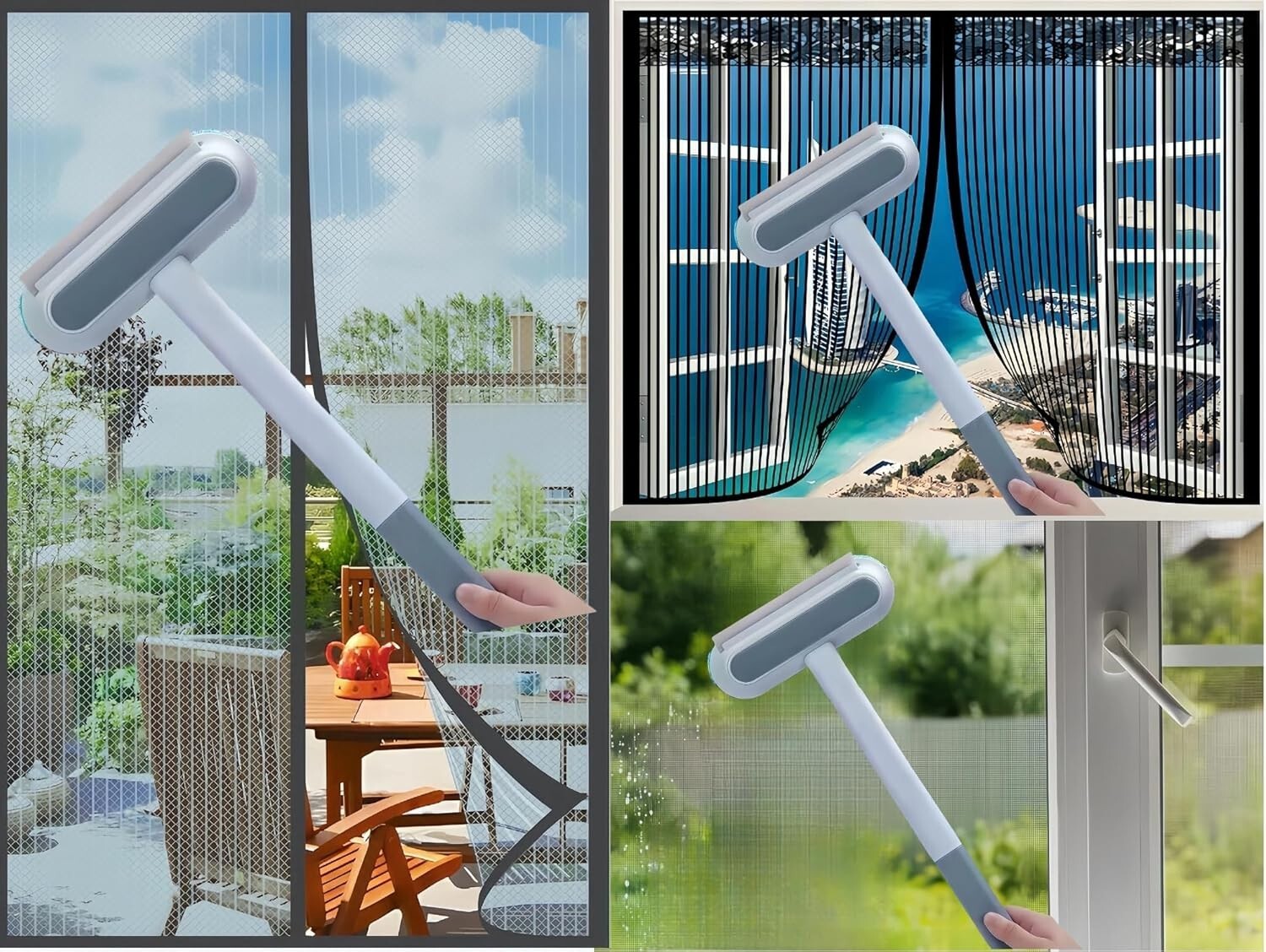 Window Screen Cleaning Brush with Handle – Wet & Dry Cleaner Mesh Screen Cleaner