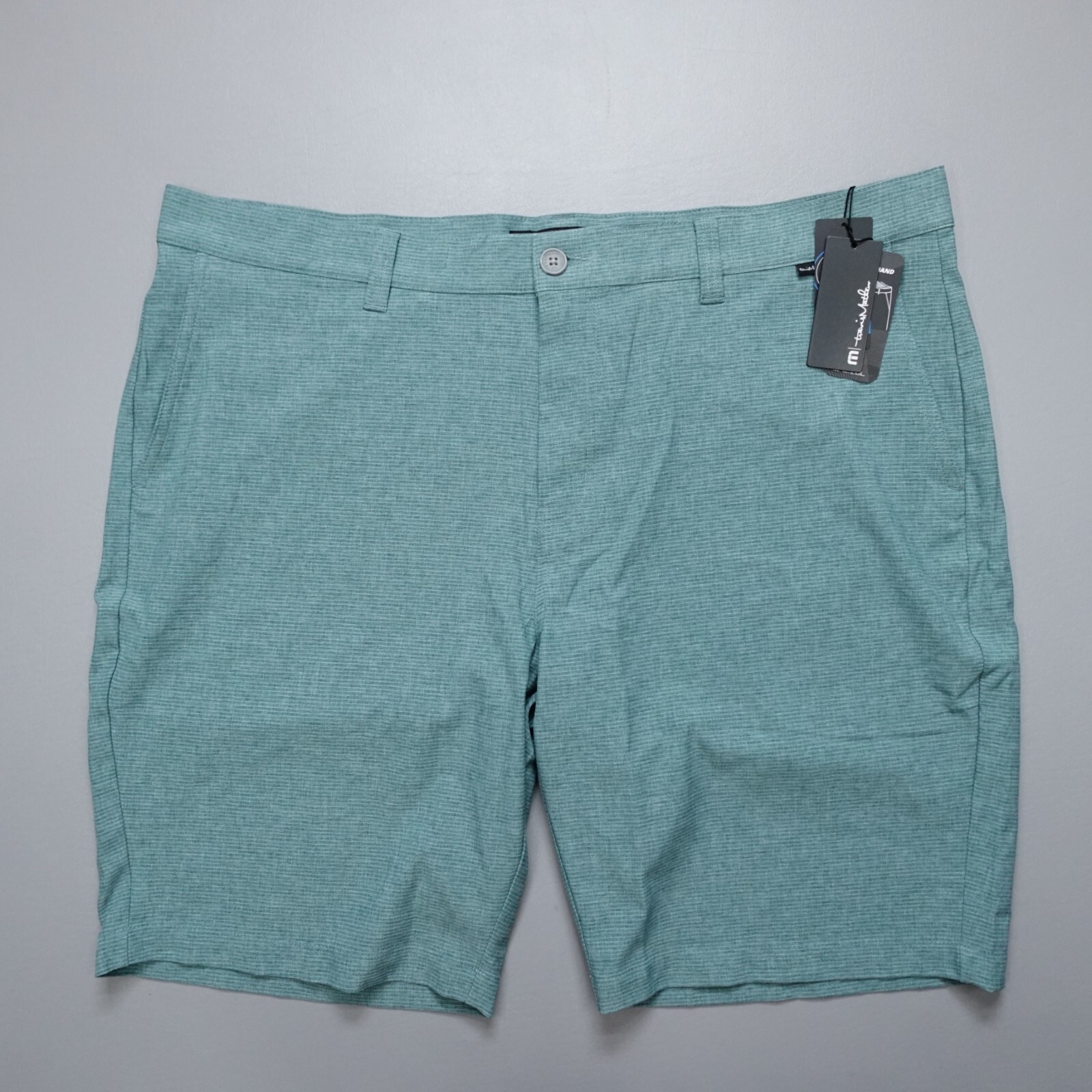 Travis Mathew Sand Harbor Golf Shorts Heather Silver Pine 1MW397 Stretch Size 42