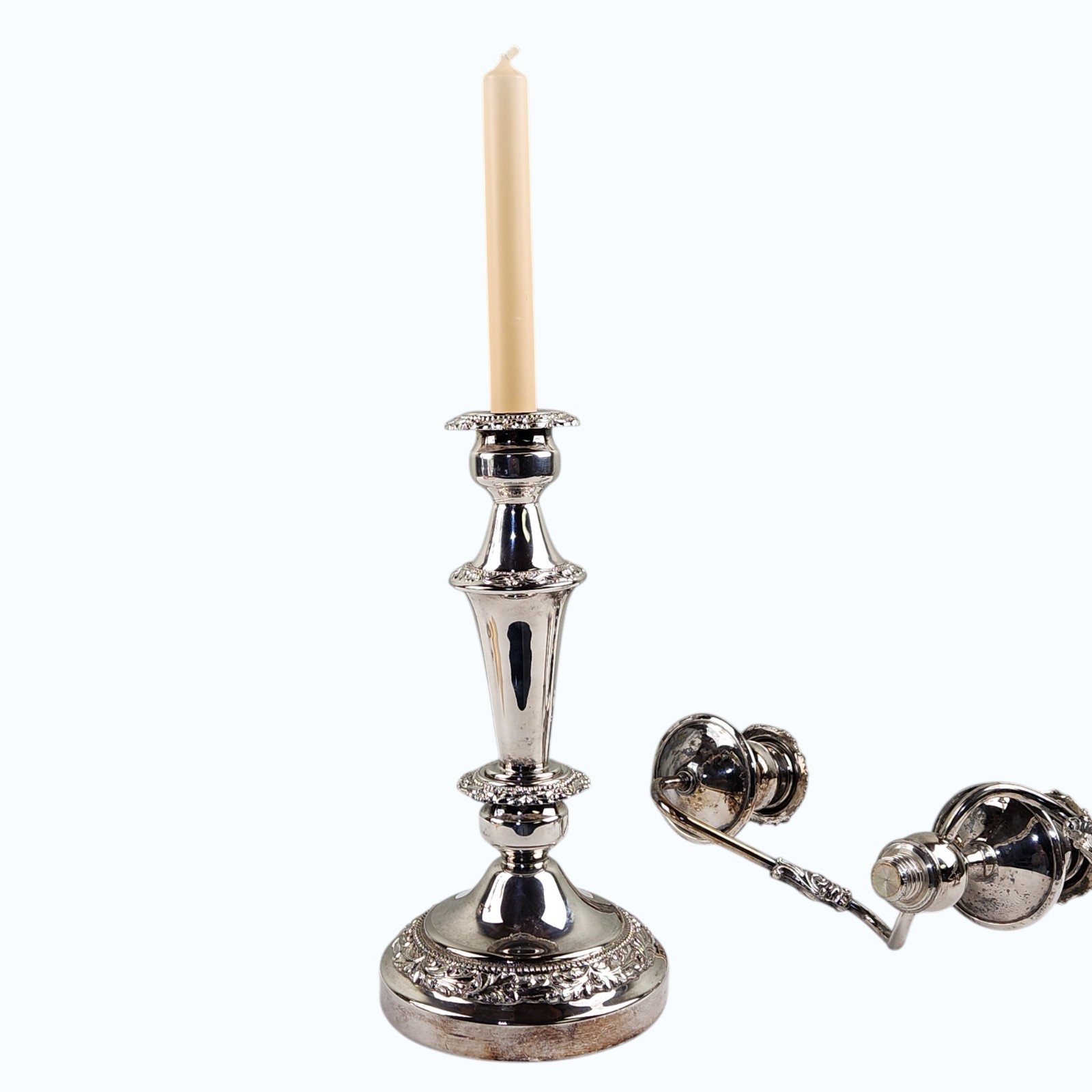 Pr Vtg Silverplate 3‑Light Candelabra Gorham Silver Co Convertible Elegant Decor