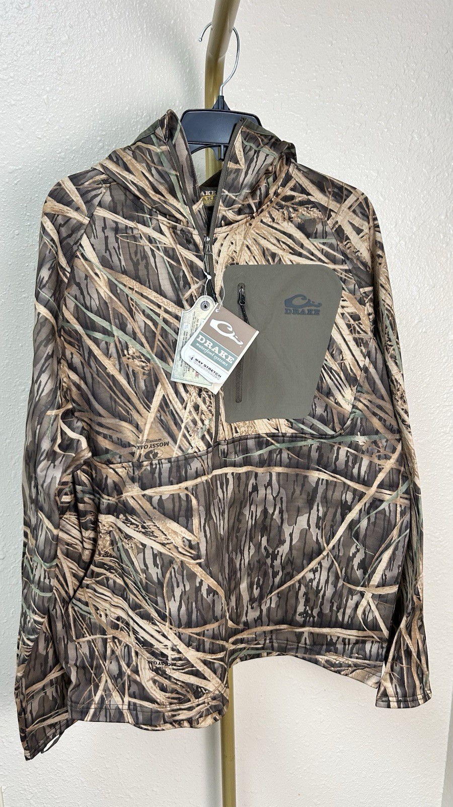 Drake Waterfowl Men's Grid Fleece Half Zip- Original Shadow Grass- Size L