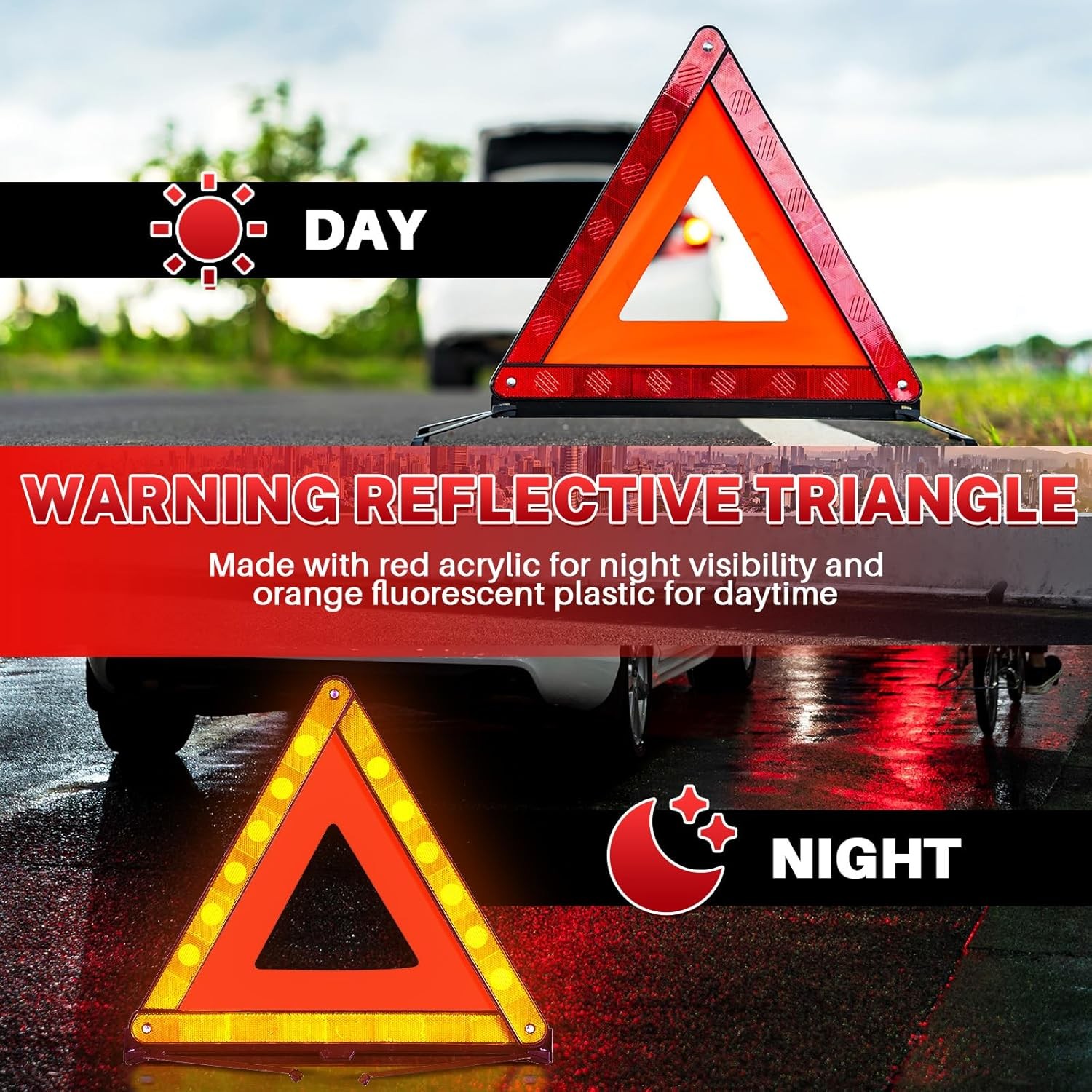 3-Piece Emergency Warning Triangle Set