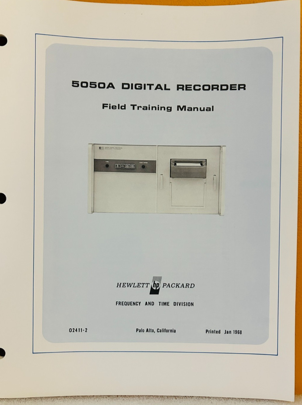 HP 02411-2 Model 5050A Digital Recorder Field Training Manual.