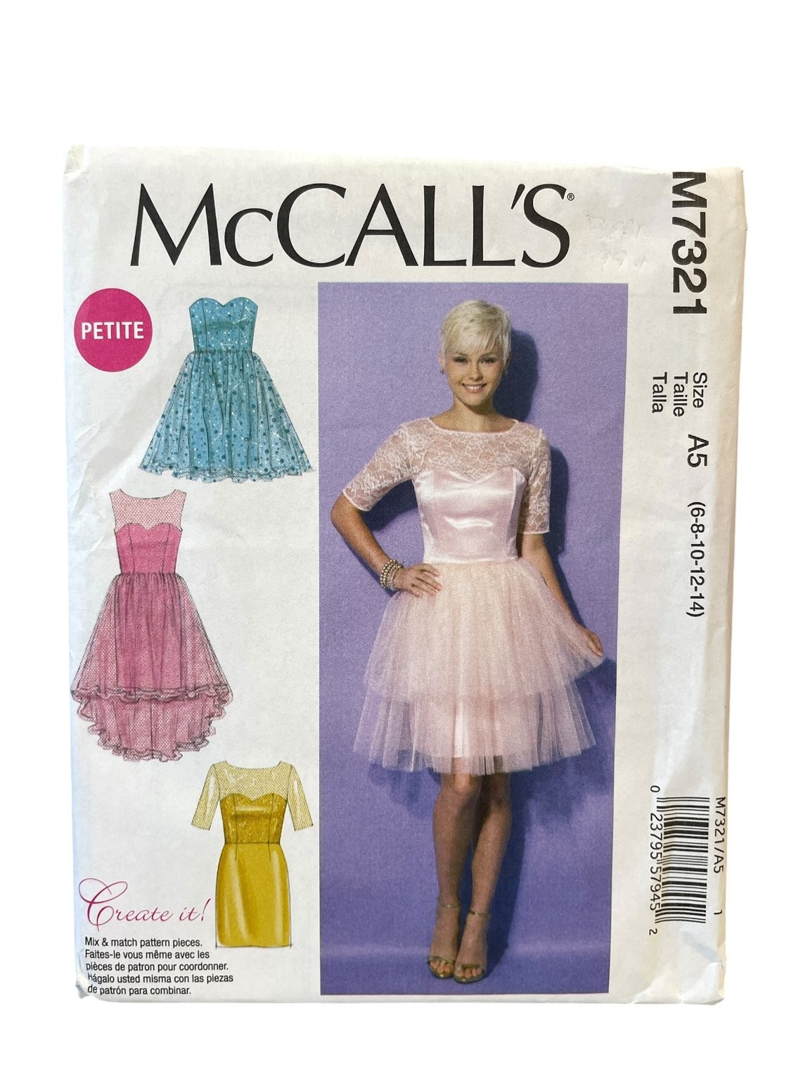 McCall's M7321 Misses Petite Dress Sizes 6 8 10 12 14 Mix Match Prom Party