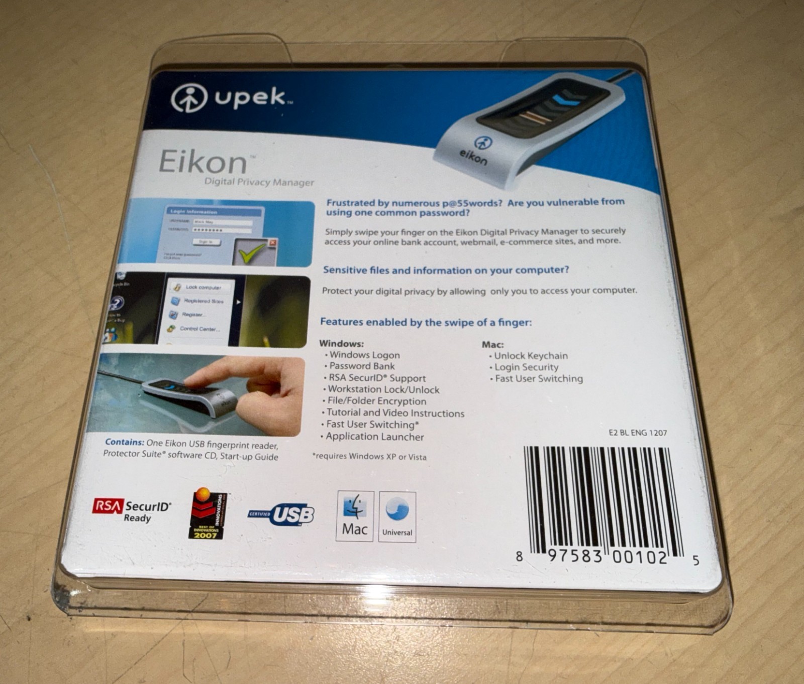 NEW Upek Eikon Fingerprint Reader Digital Privacy Manager