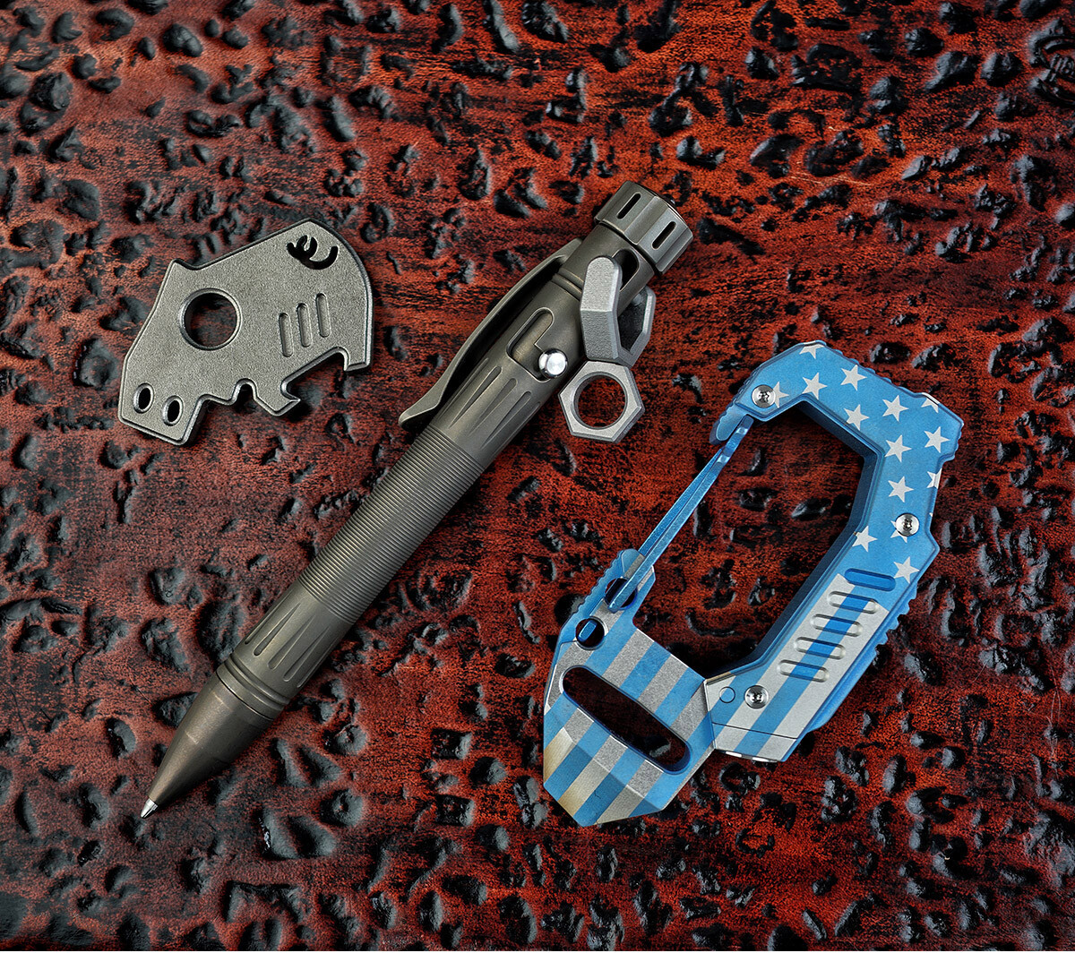 MecArmy CH5-M TC4 Titanium Alloy Mini Tiny Rotatory D Shape Key ring-Sandblasted