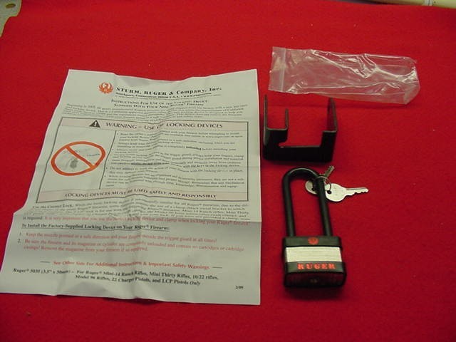 Factory Ruger- #5035- Lock & Bracket -Fits: 10/22, 77/50,Mini 14 & 30- 96- New !