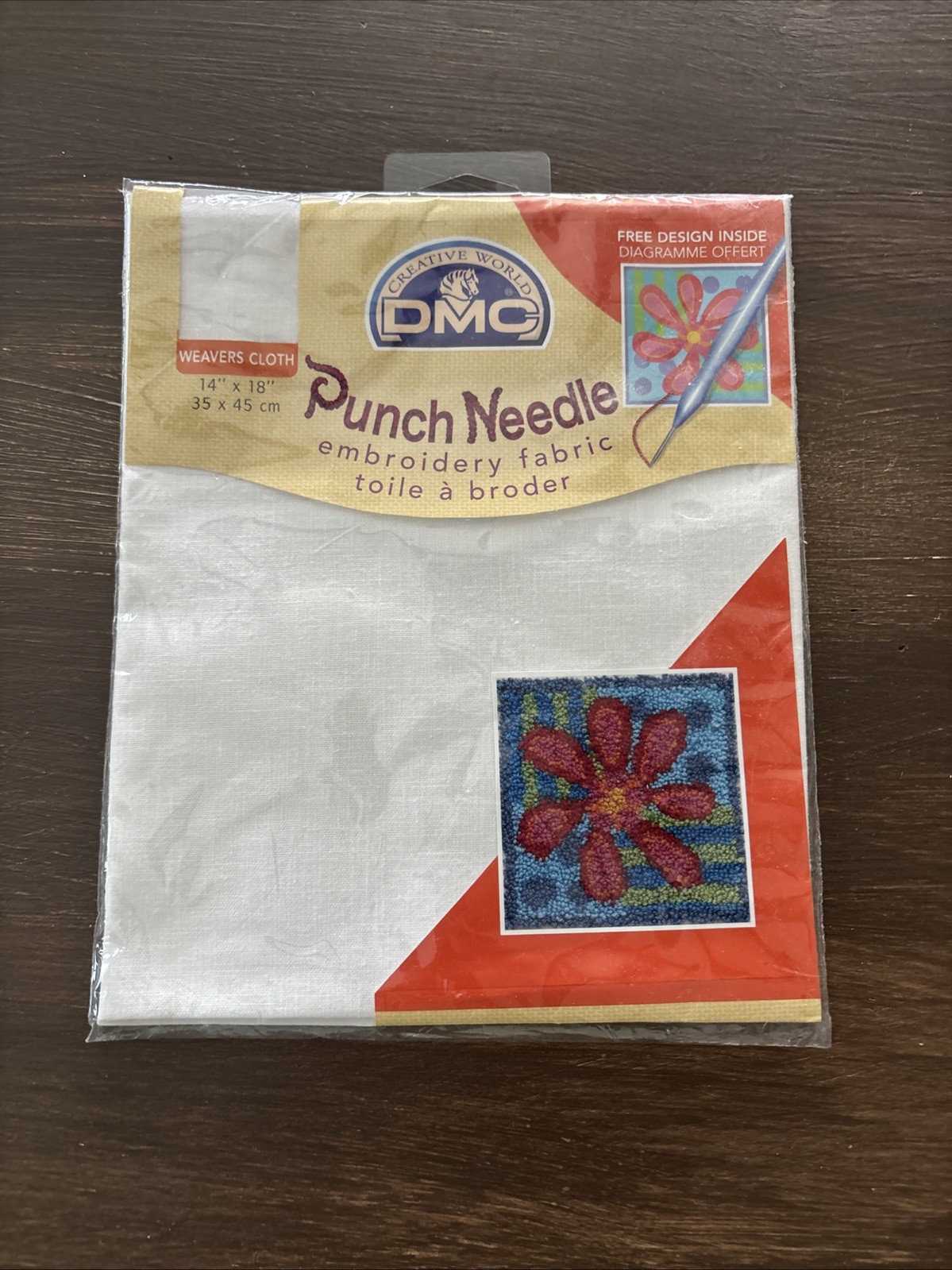 Punch Needle Weavers Cloth Embroidery Fabric 14x28” White Woven