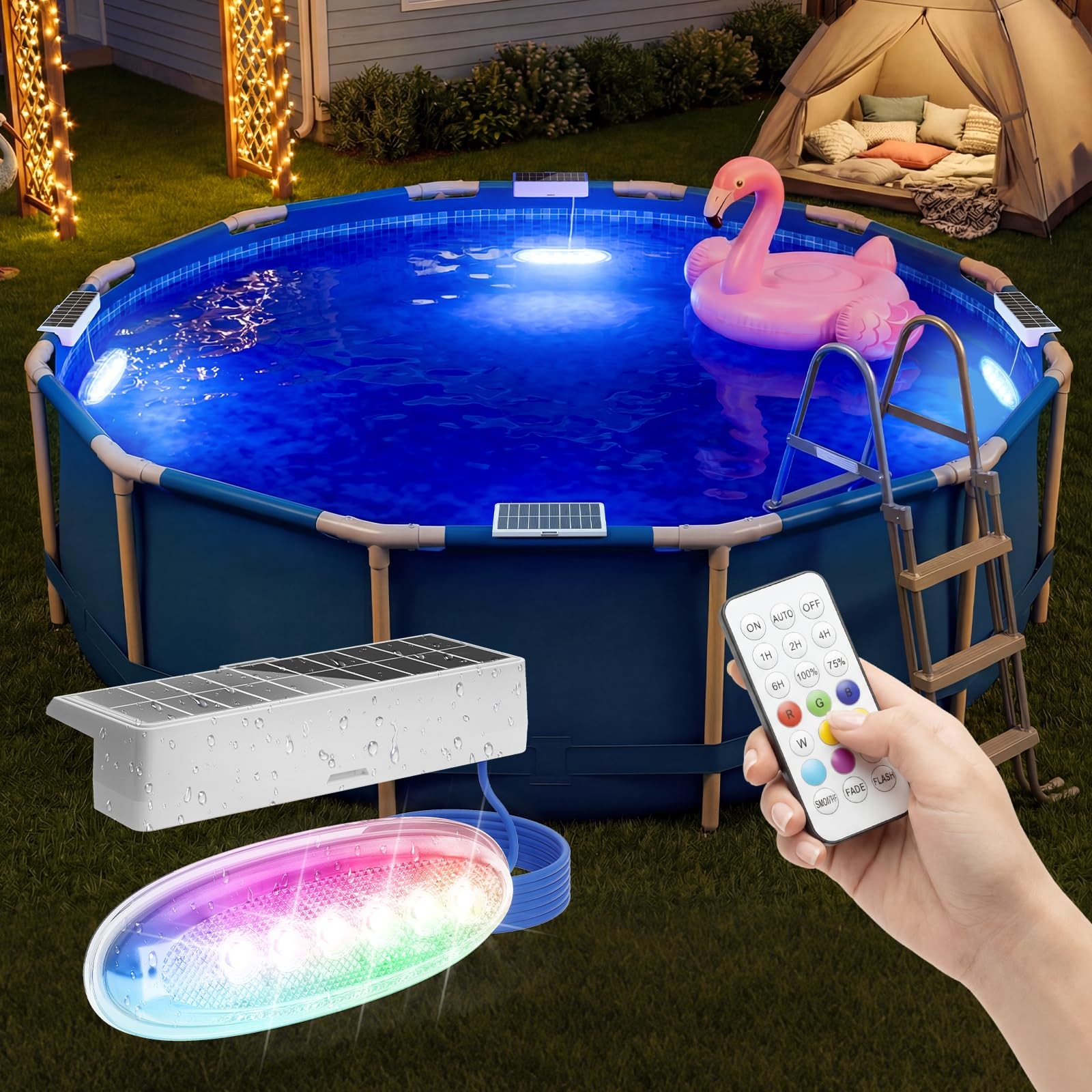 Aponuo 6 Pack Solar Pool Lights Pool Solar Lights For Above Ground Pools Remote