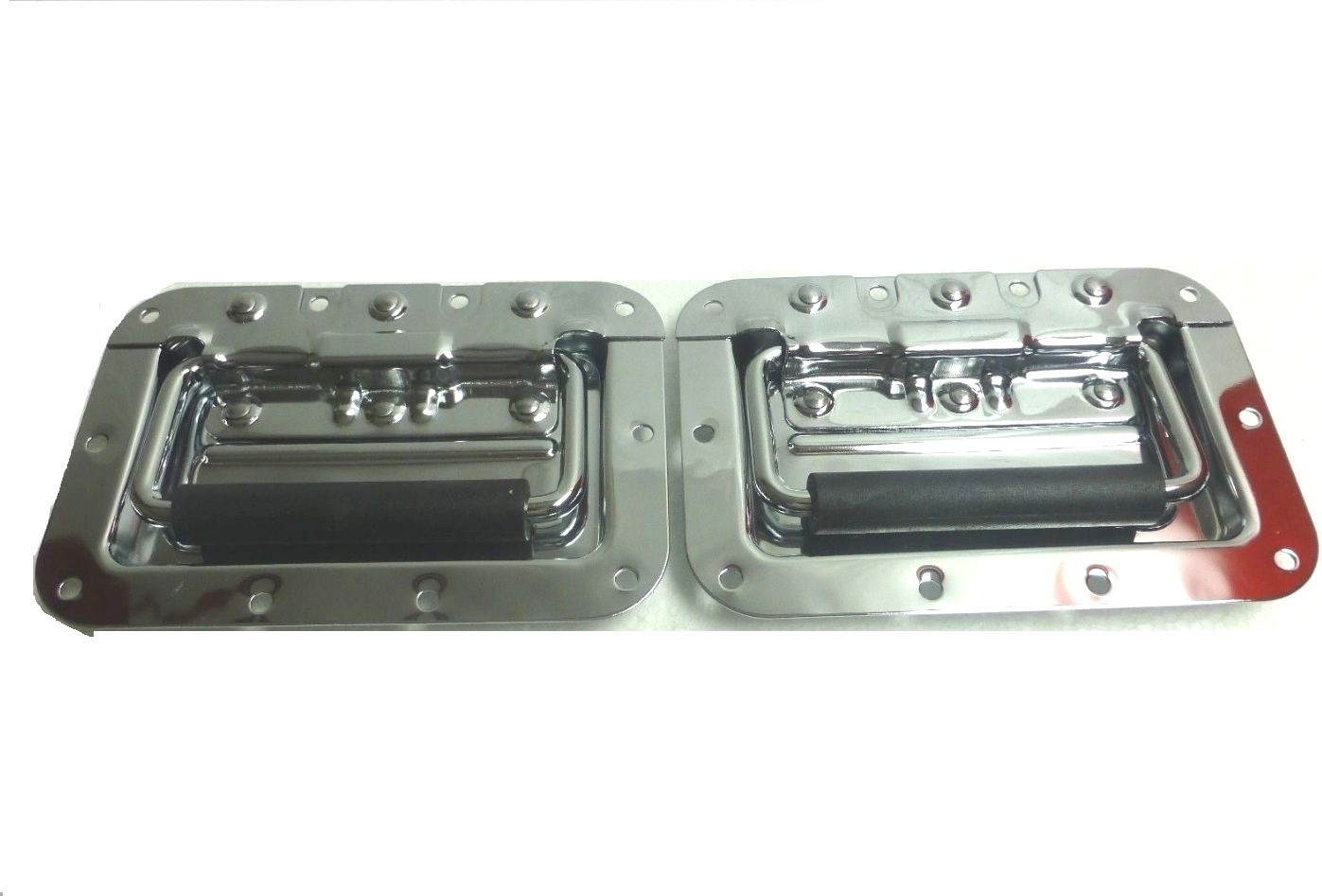 (2) Two Chrome Plated Spring-Loaded Recessed Handles For ATA Cases - Medium