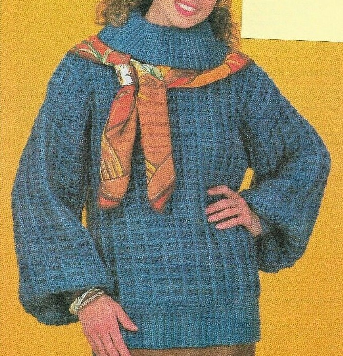 BASKETWEAVE PULLOVER 3 SIZES WOMEN'S DIGEST SIZE CROCHET PATTERN INSTRUCTIONS
