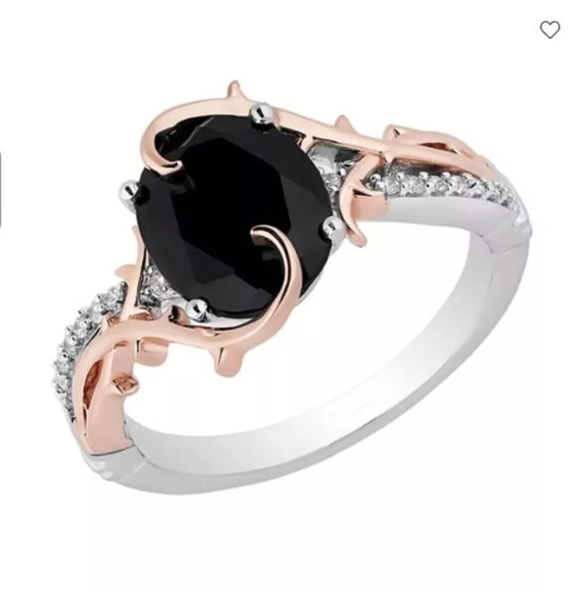 1/10 CTTW Black Onyx & Lab Created Diamond Women's Engagement Ring 925 Silver