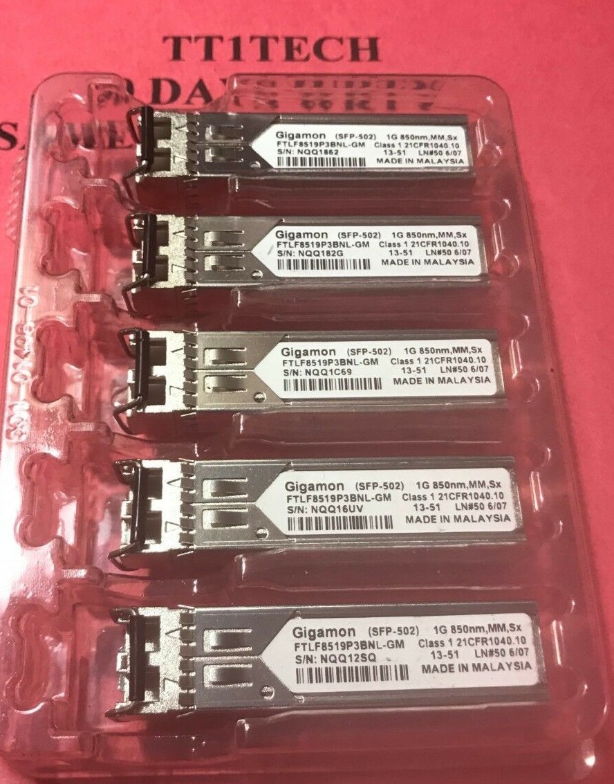 Gigamon SFP-502 1GE 850nm MM SX FTLF8519P3BNL-GM w/90 days warranty.