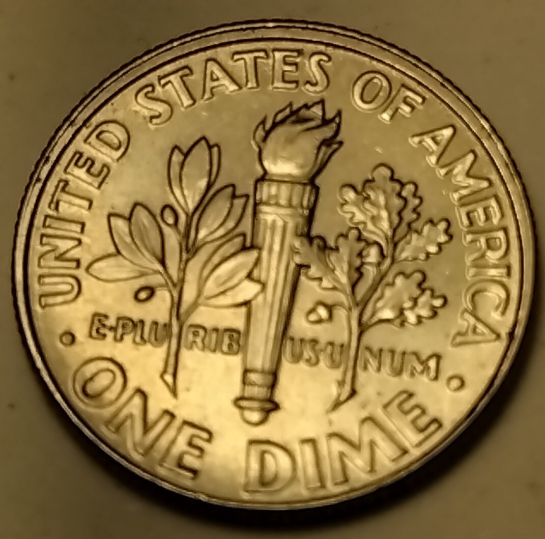 2020 P Roosevelt Dime Misaligned die reverse Railroad Edge along top