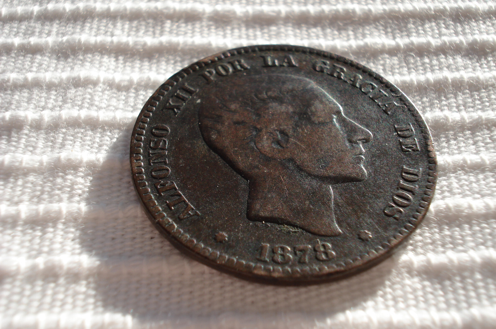 1878 Spain Alfonso XII 10 Diez Centimos Coin