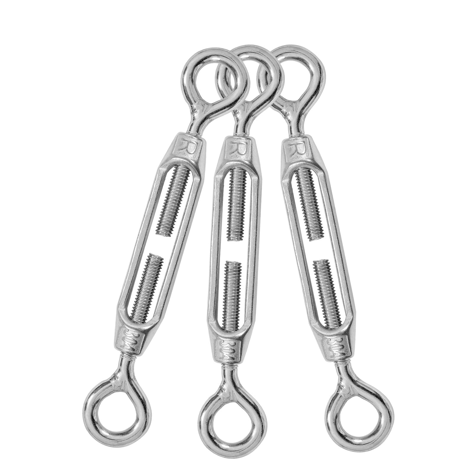 Jamiikury 3PCS M4 Eye  Eye Turnbuckle 304 Stainless Steel Turnbuckle Wire Rope