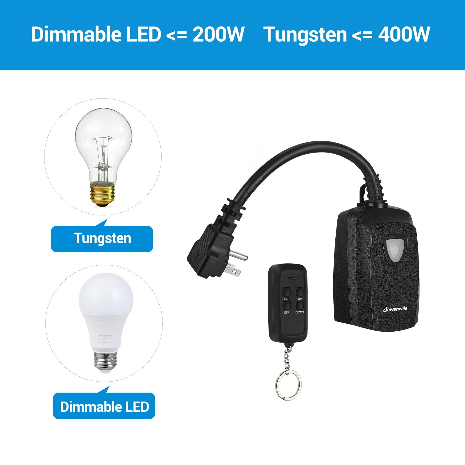 DEWENWILS Outdoor Dimmer for ChristmasString Lights,Control Light Dimmer