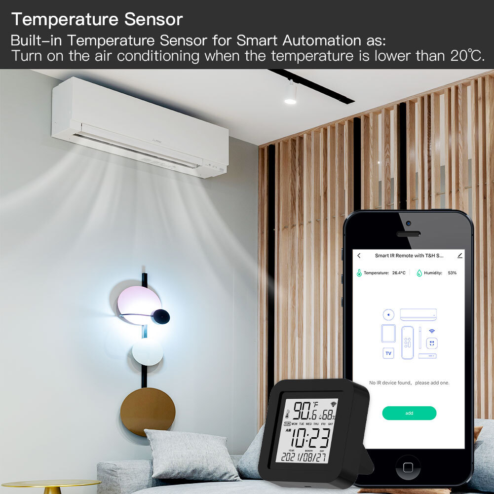 MOES WiFi IR Smart Thermometer Sensor + Remote Control For Air Conditioner TV AC