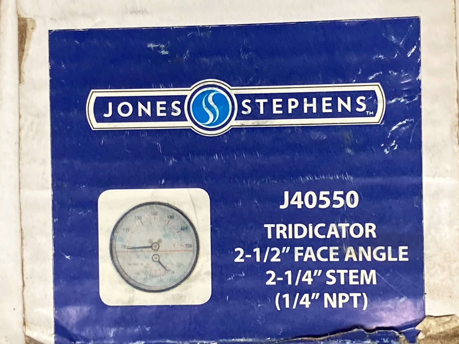 Jones Stephens J40550 55 PSI Tridicator ~ 2-1/2" face x 2-1/4" Stem