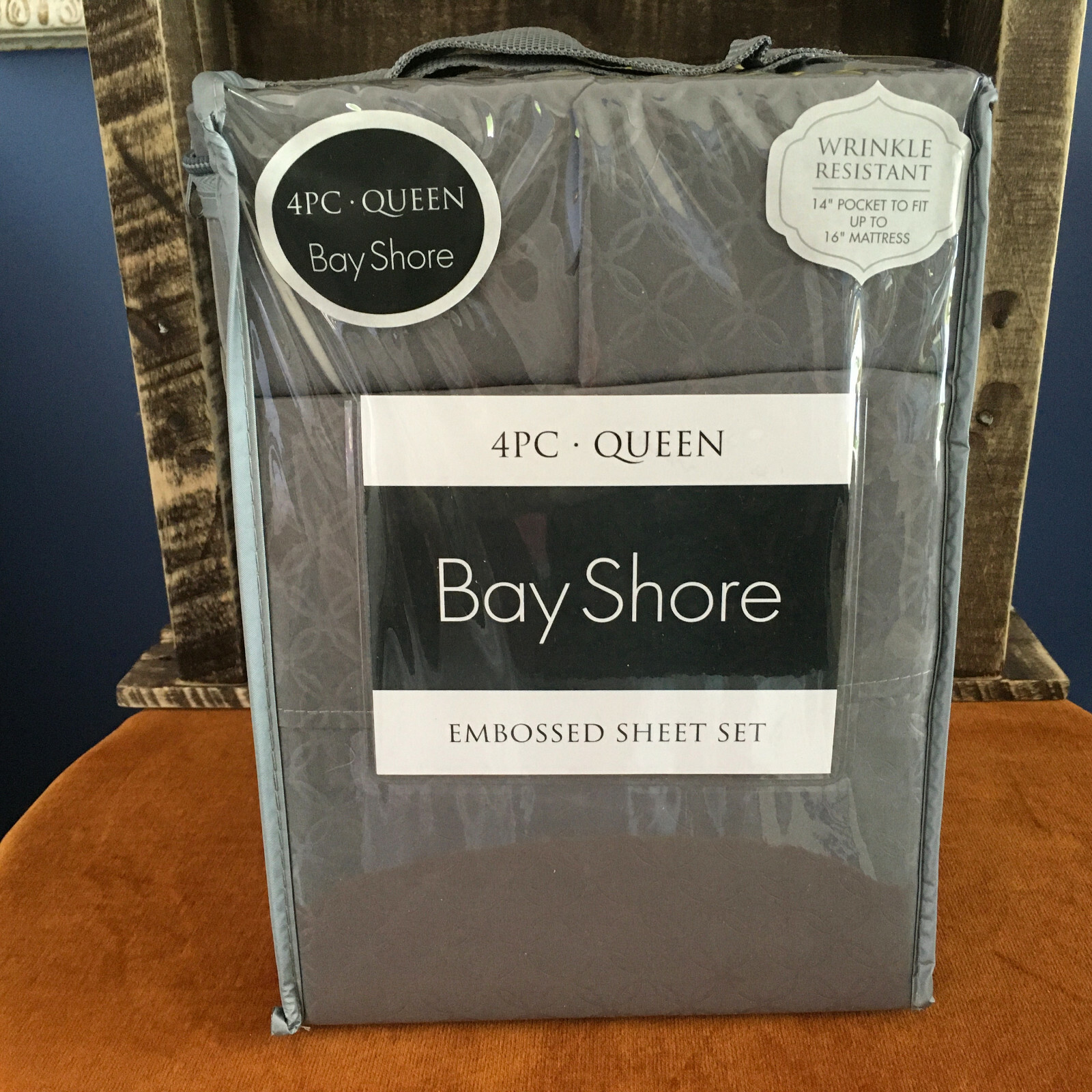 Queen Embossed Gray Sheet Set by Bay Shore