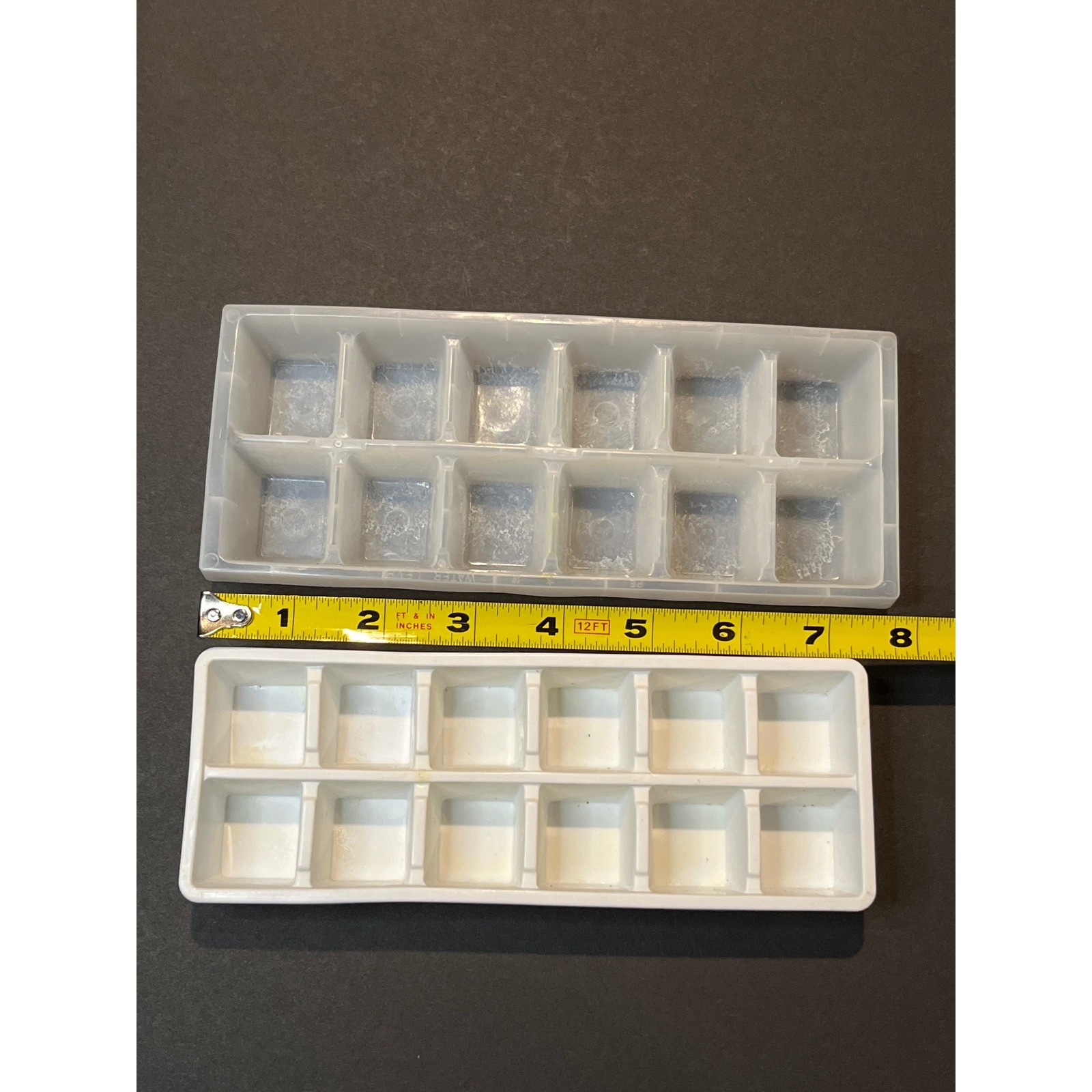 Vintage Plastic Ice Cube Trays Set of 2 White Translucent 12 Slot Rectangular