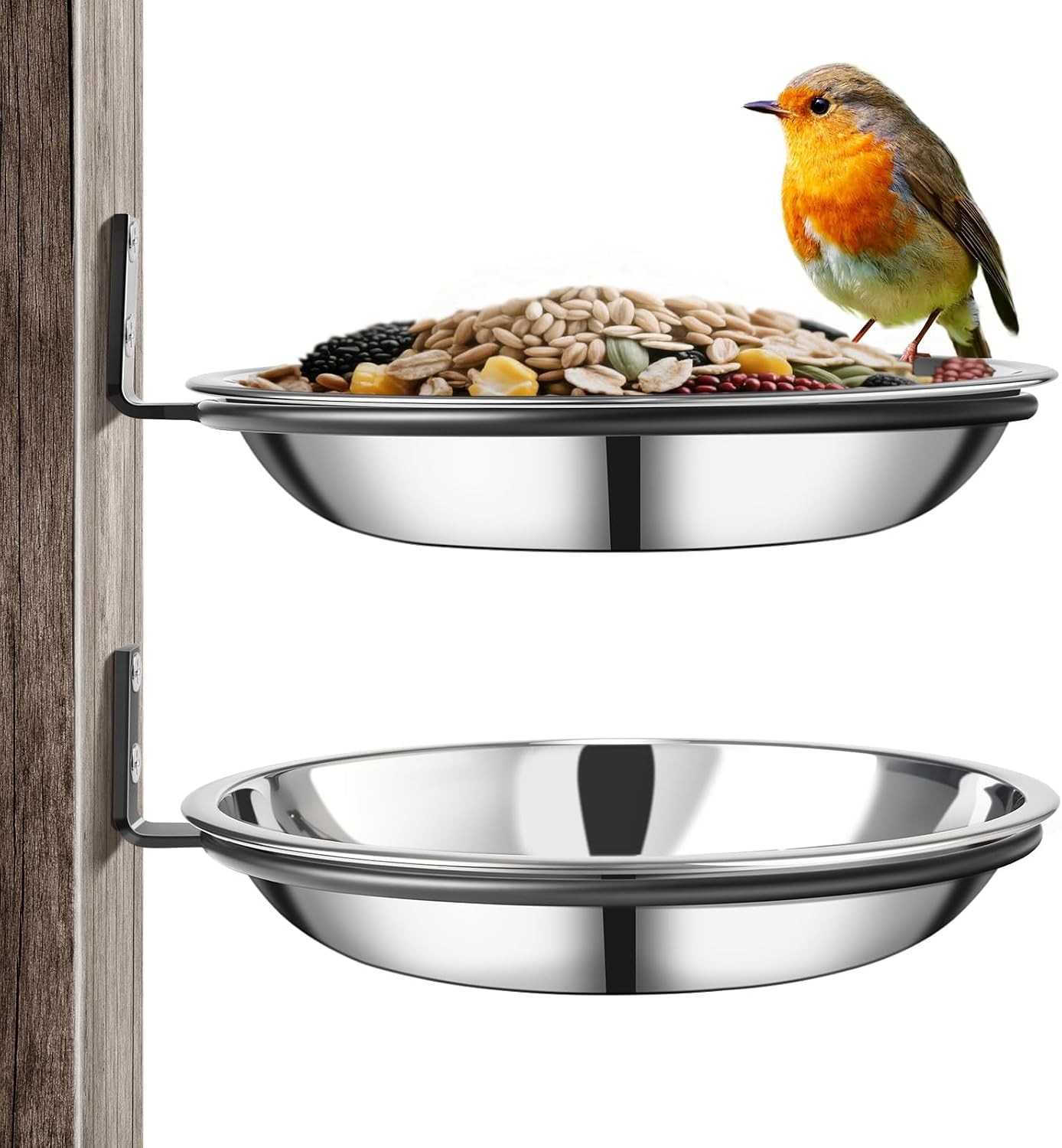 Crow Feeder Tree Mount, Stainless Steel Bird Feeder Tray Outdoor Wildlife Feeder