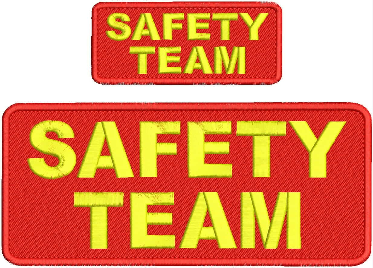 Collectible 2 Embroidery Patch ''Safety Team'' 4x10 and 2x5 Yellow On Red