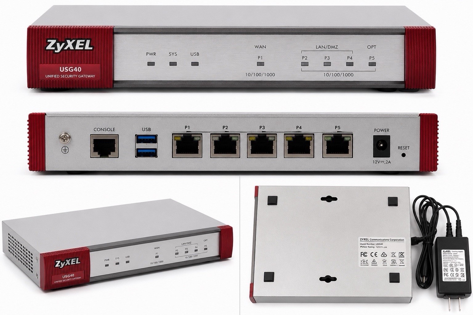 ZyXEL USG40 Unified Security Gateway Firewall VPN Router w/ Power Adapter