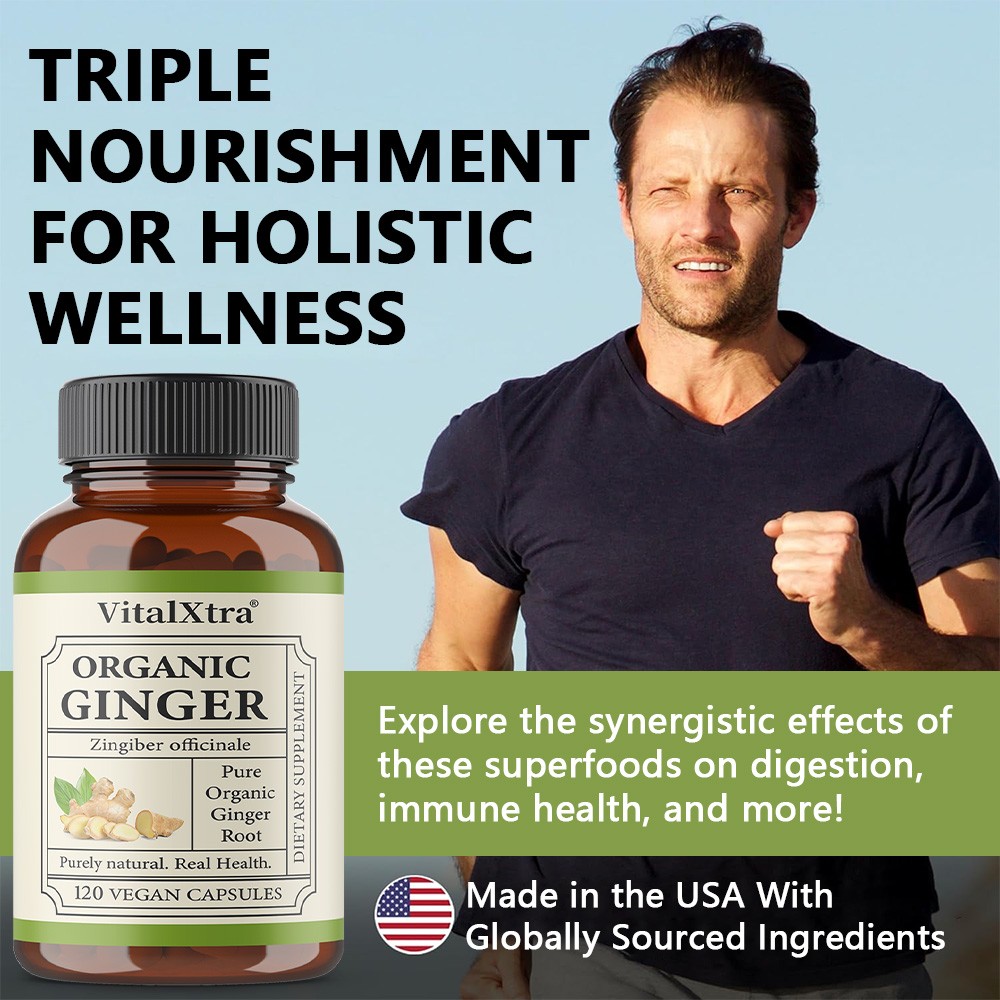 Ginger Root Capsules 950mg, for Digestive Support, Immune Wellness,120 Capsules