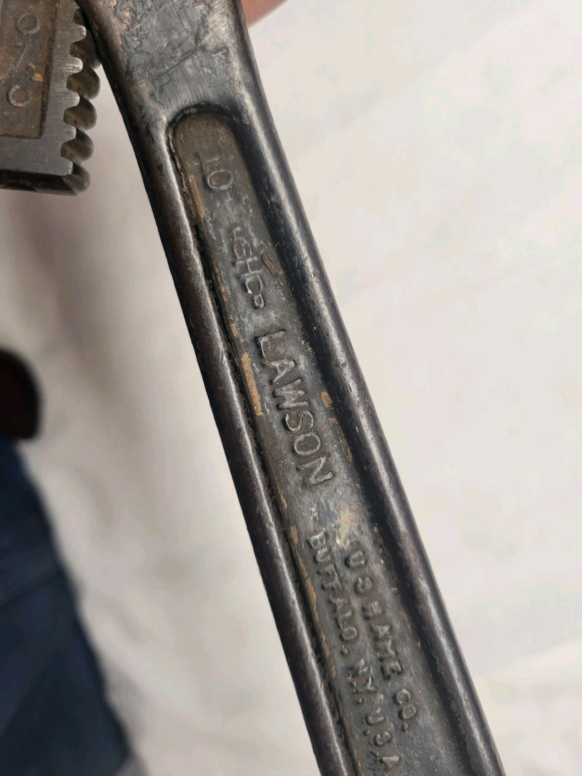 Lawson's 10in. Offset pipe wrench, Cleveland, OH For W.Md. RWY Co - USA