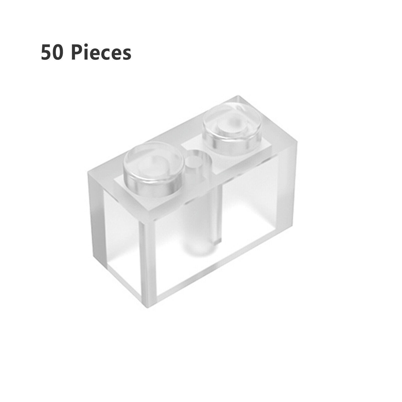 Part 3004 Brick 1X2 Transparent Clear Building Pieces BULK LOT Bricks 50 Pcs NEW