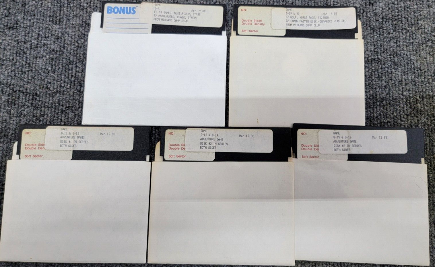 Vintage Lot Of 5 1988 Floppy Disc Games Tested
