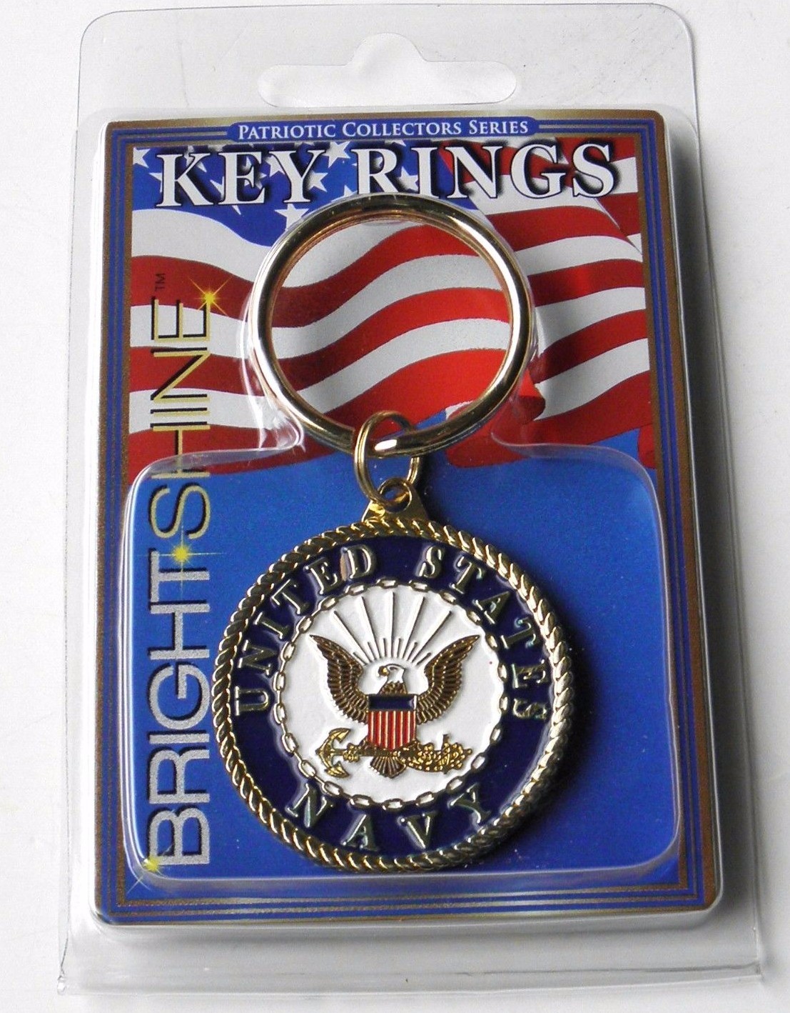 USN NAVY ENAMEL KEYRING KEY CHAIN RING 1.5 INCHES