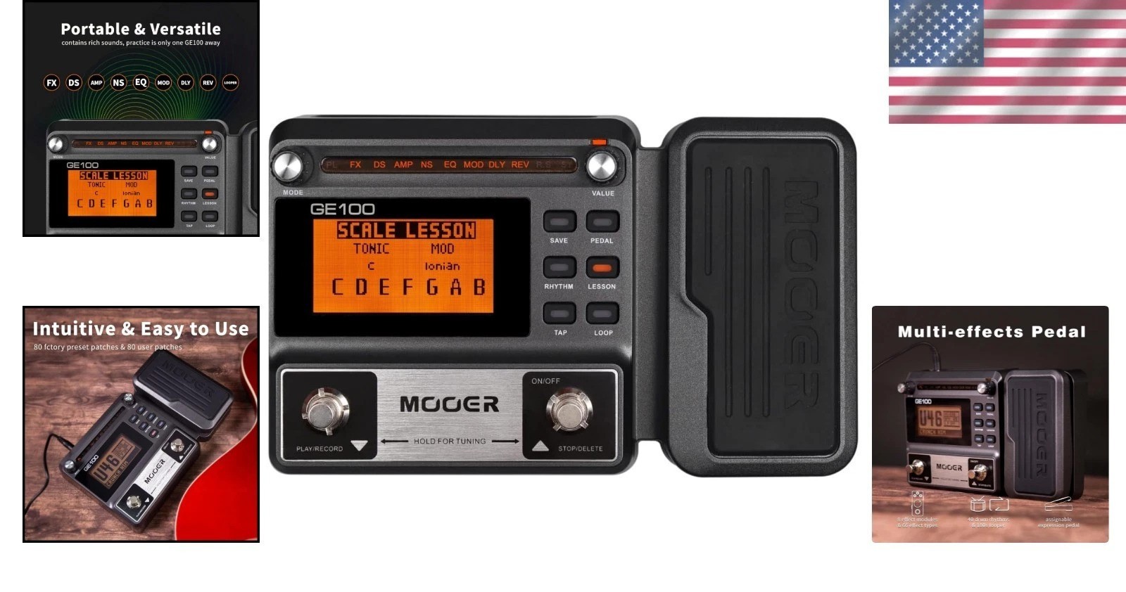 GE100 Multi-Effects Guitar Pedal 80 Presets, 66 Effects