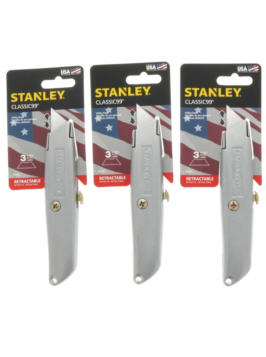 Stanley Utility Knife Classic 99 6 in. Retractable Gray 10-099 Lot Of 3