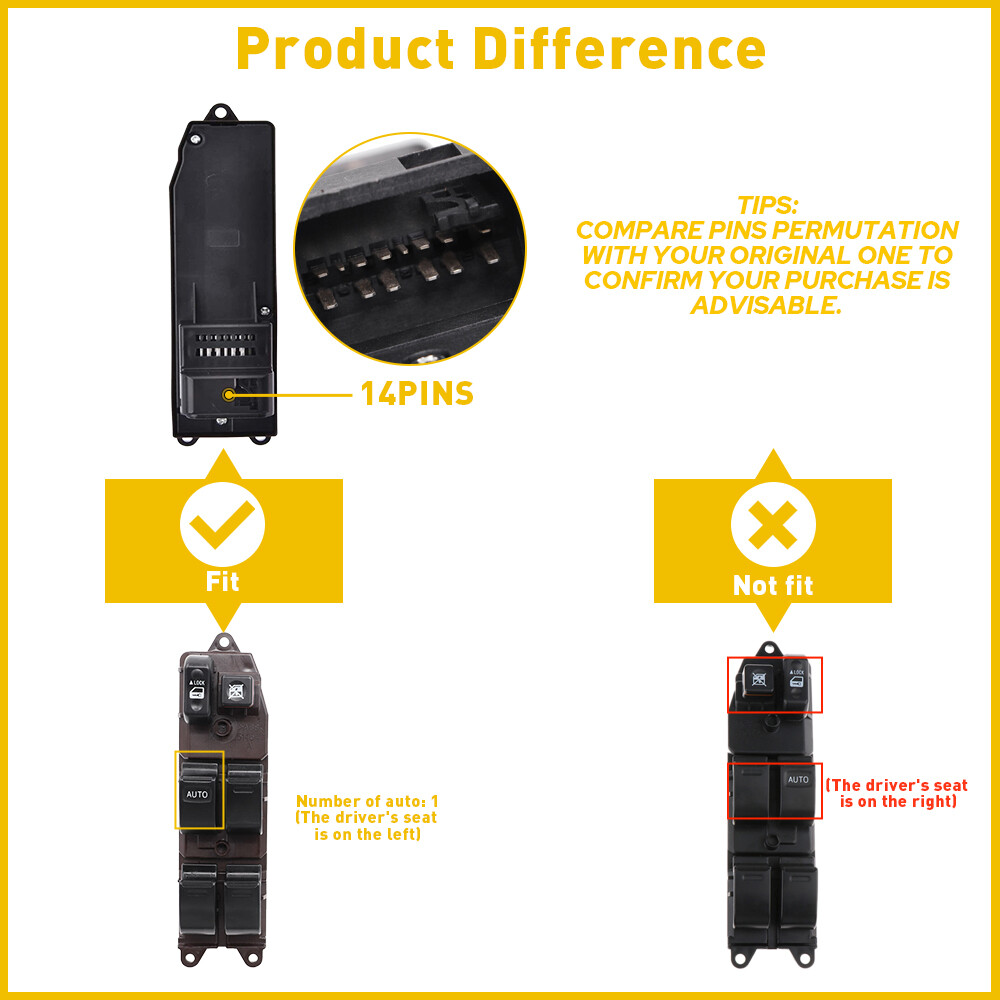 Electric Power Window Master Control Switch For 2003-2008 Toyota Corolla Matrix