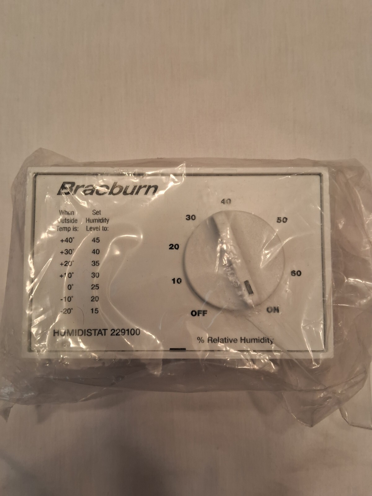 Braeburn 229100 Low-Voltage Manual Humidistat with SPST Switch - Brand New