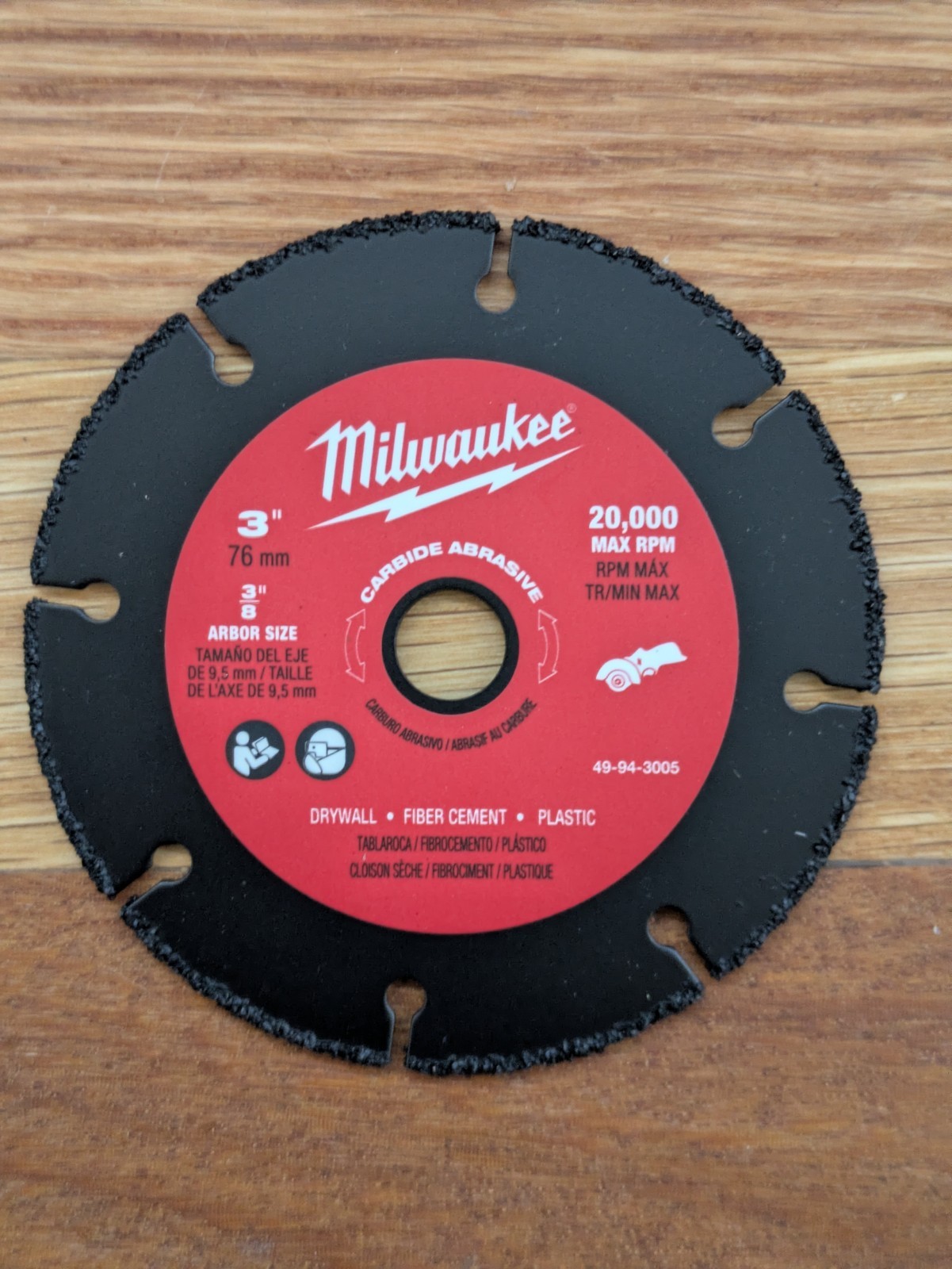 Milwaukee 49-94-3005 3"x 3/8" General-Purpose Carbide Abrasive Blade, 20,000 RPM