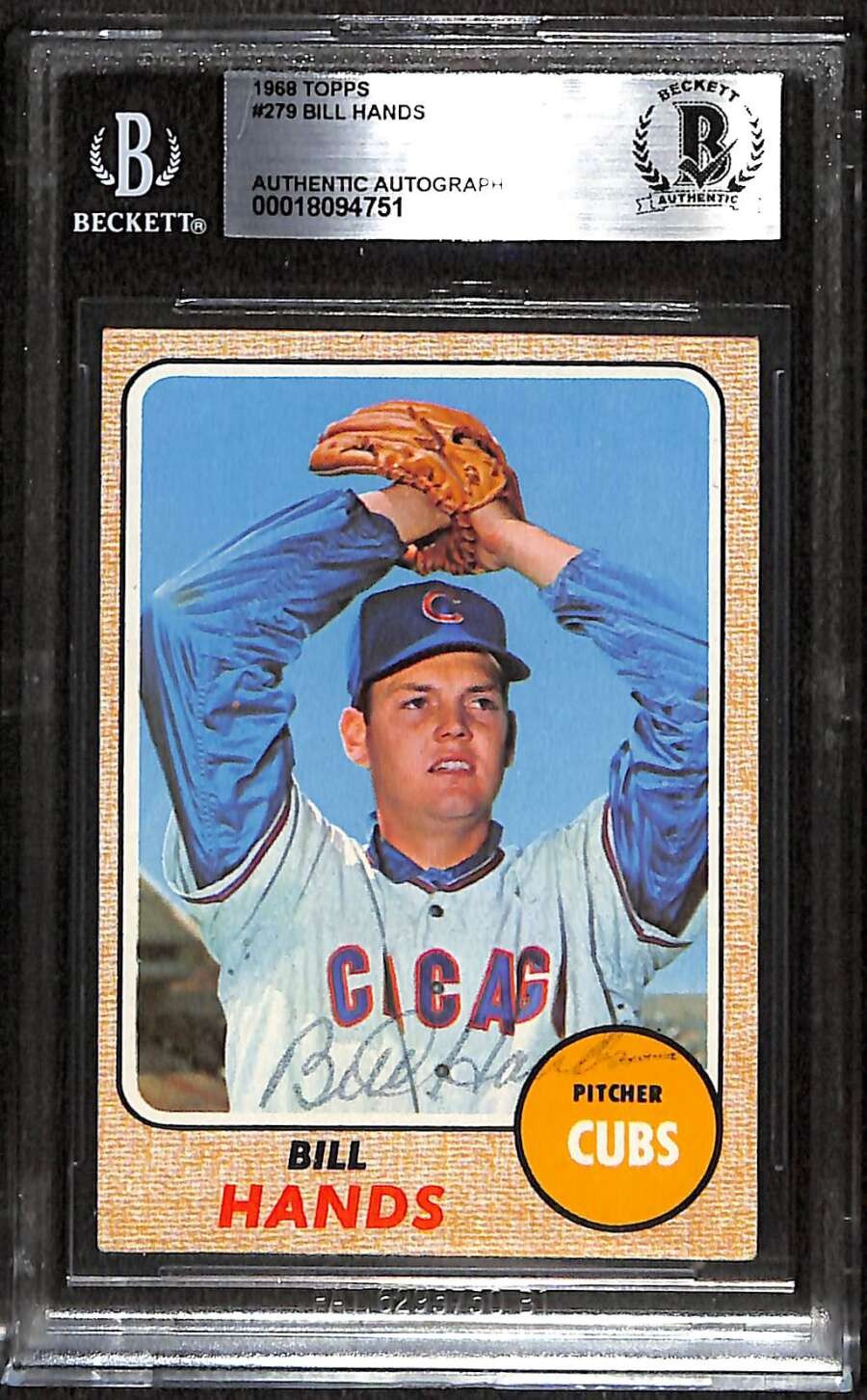 1968 Topps 279 Bill Hands  BGS Auto Autographed BAS Authentic C100568
