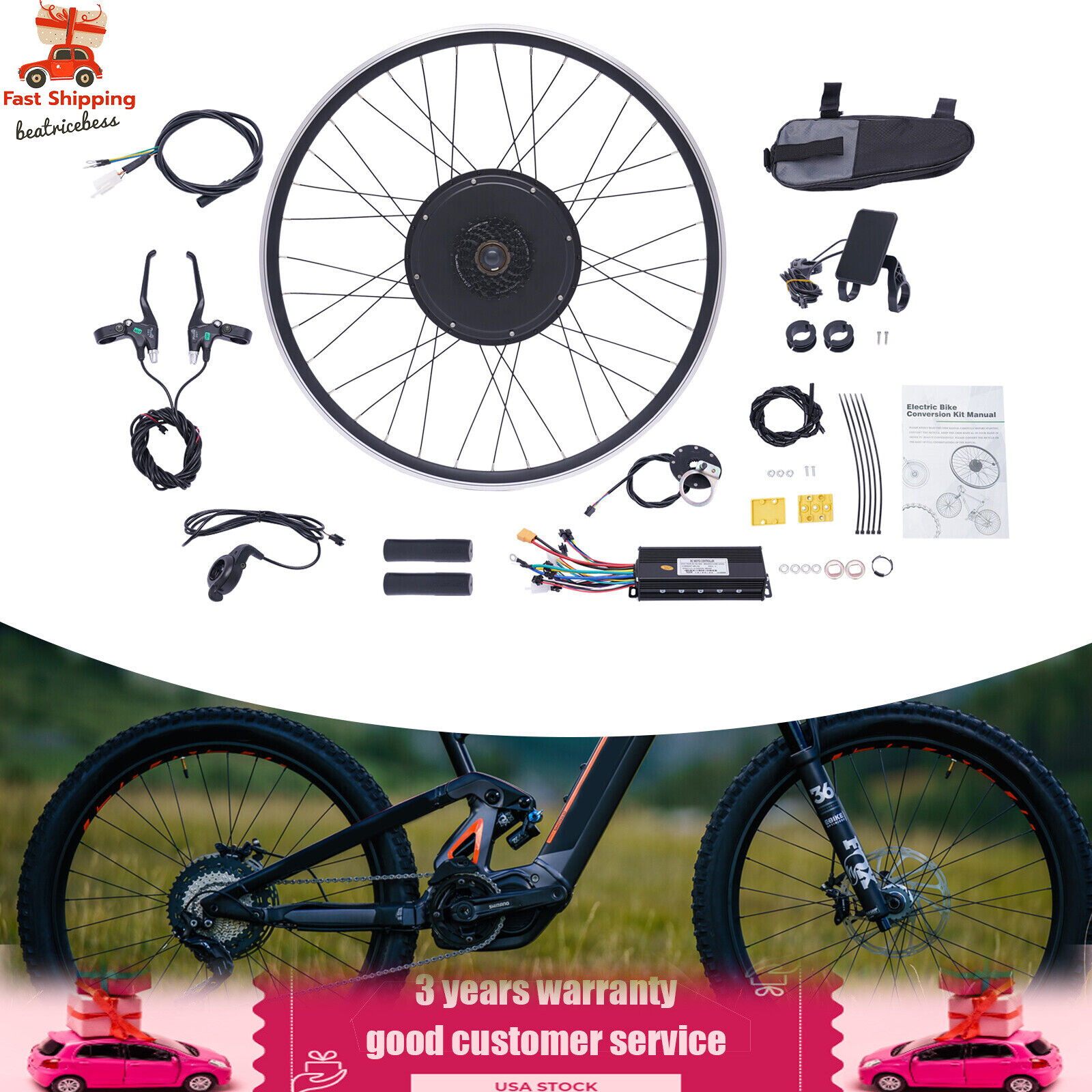700C 28-29 Inch Electric Bicycle Rear Wheel Hub Motor Electric Bike Kit 1000W