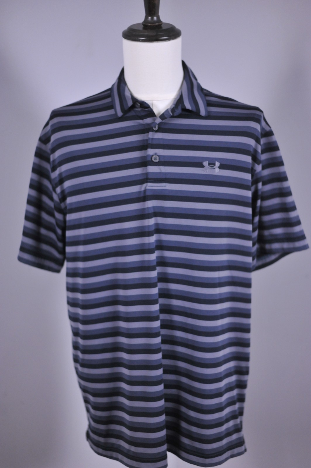 Under Armour Performance Polo Shirt Black Stripe Men's XL