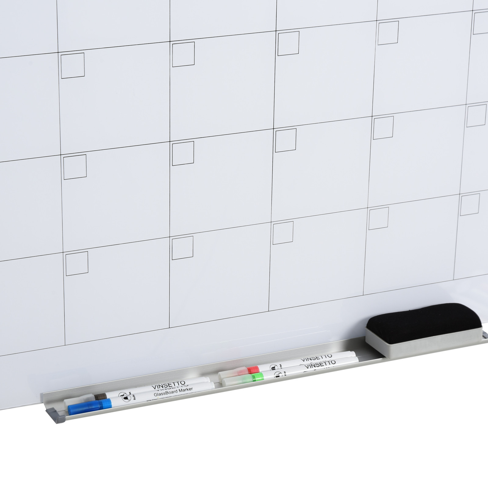 Wall Mounted Glass Organizational Daily Activity Board w/Markers and Dry Eraser