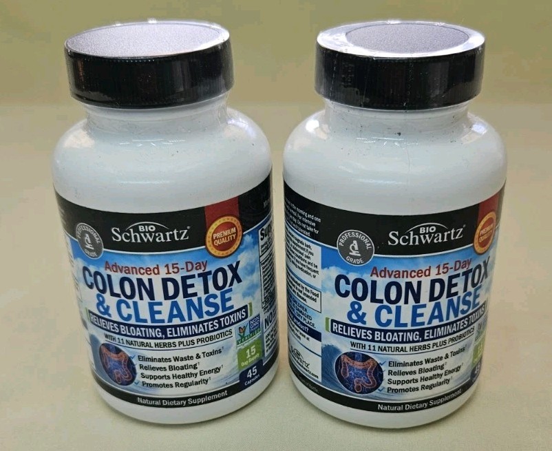 2pk- BioSchwartz 15-Day Colon Detox & Cleanse, 45 capsules ×2, (Exp: 6/2026)