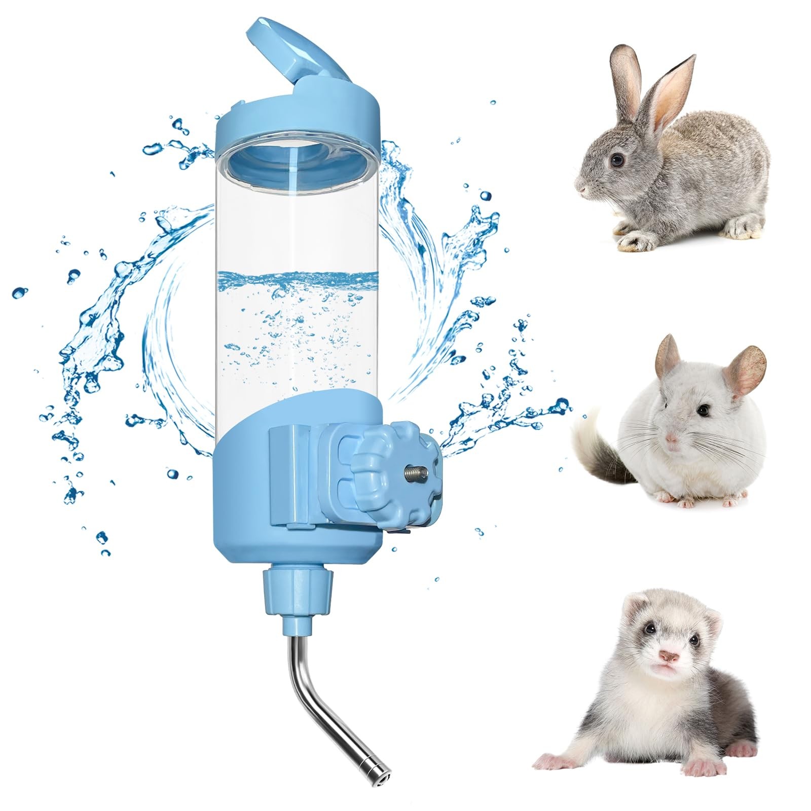 Vannon Top Fill Small Animal Water Dispenser for Cage, 23oz Auto 23oz, Blue