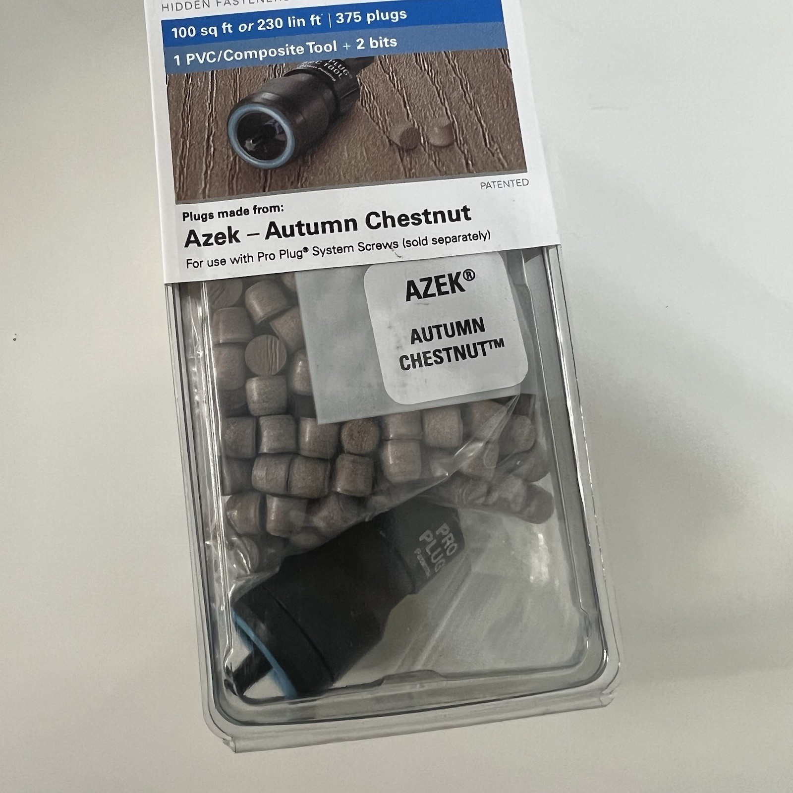 Azek NEW Autumn Chestnut Pro Plug System Plugs And Composite Tool Kit 375 Pcs