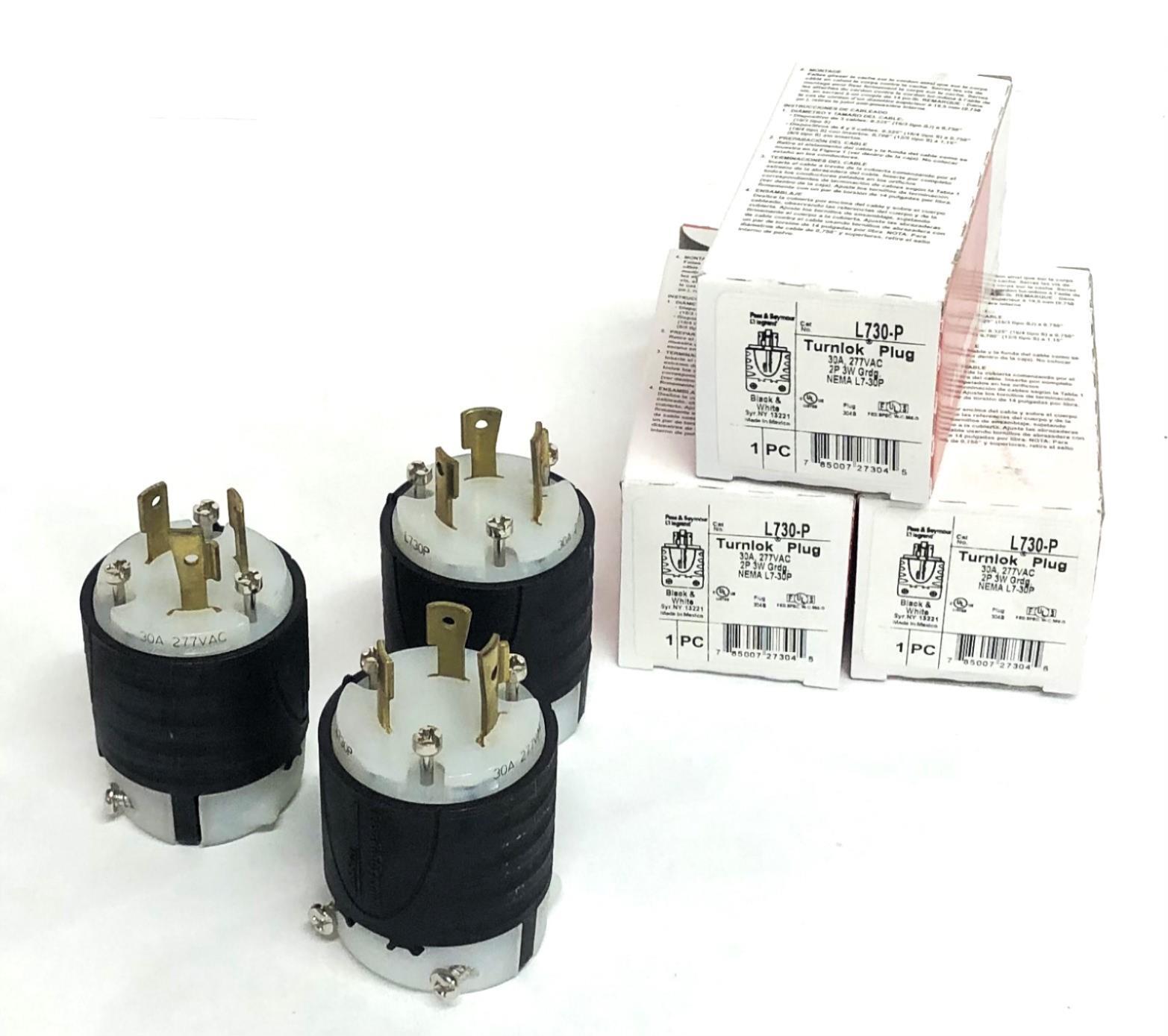 Pass & Seymour 30A 277V Locking Plug L730-P [Lot of 3] NOS