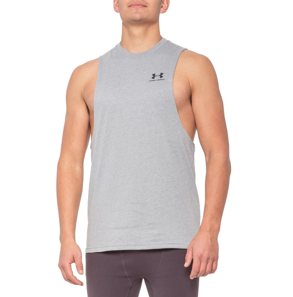 Under Armour Sportstyle Tank Top Sleeveless Gym Muscle shirt Grey Workout