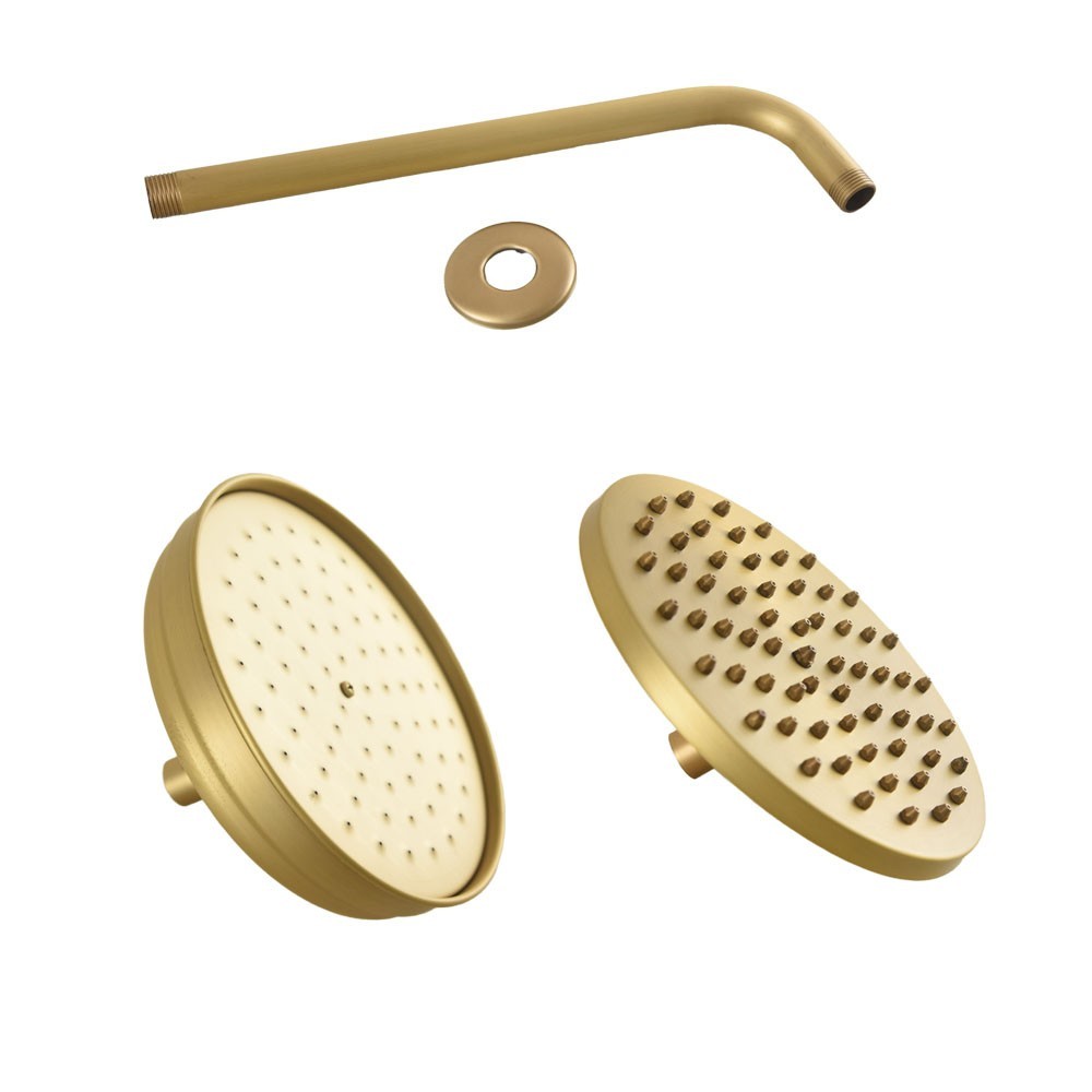 Antique Brass 8-inch Round Rainfall Shower Head Bathroom Rain Pipe Arm