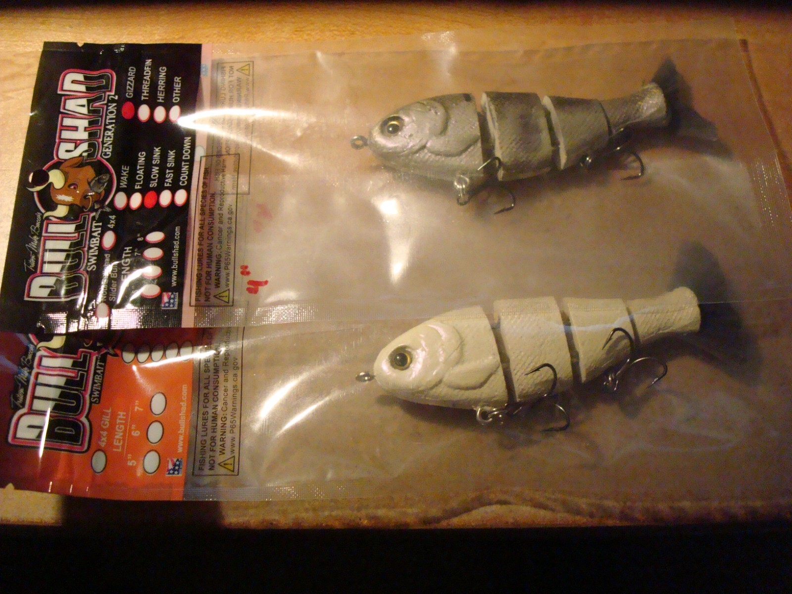 Bull Shad 4 inch new 2 colors Bone and Gizzard Shad