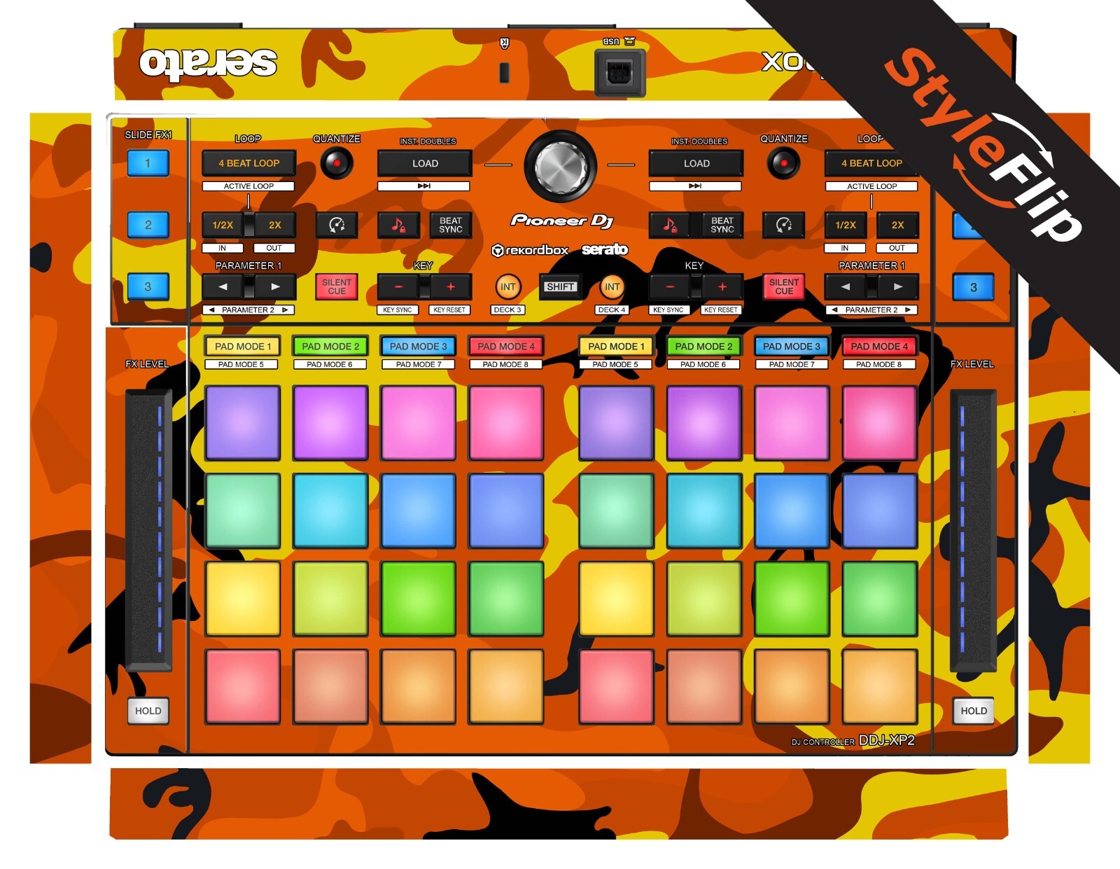 Pioneer DDJ-XP2 | Orange Camo | Protective Decal | StyleFlip Skins