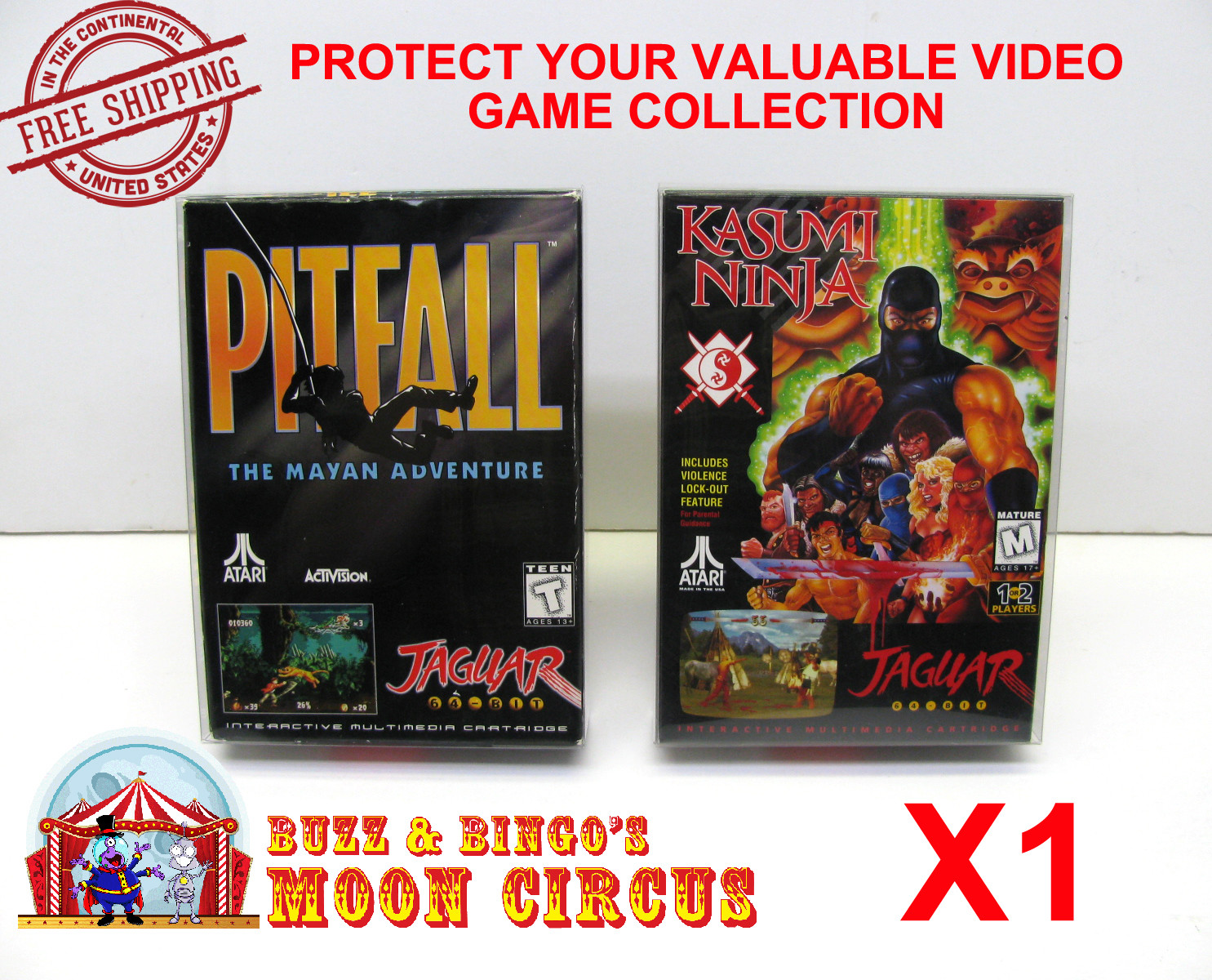1x CLEAR PLASTIC PROTECTIVE BOX/SLEEVE FOR ATARI JAGUAR GAME BOXES (SIZE A)